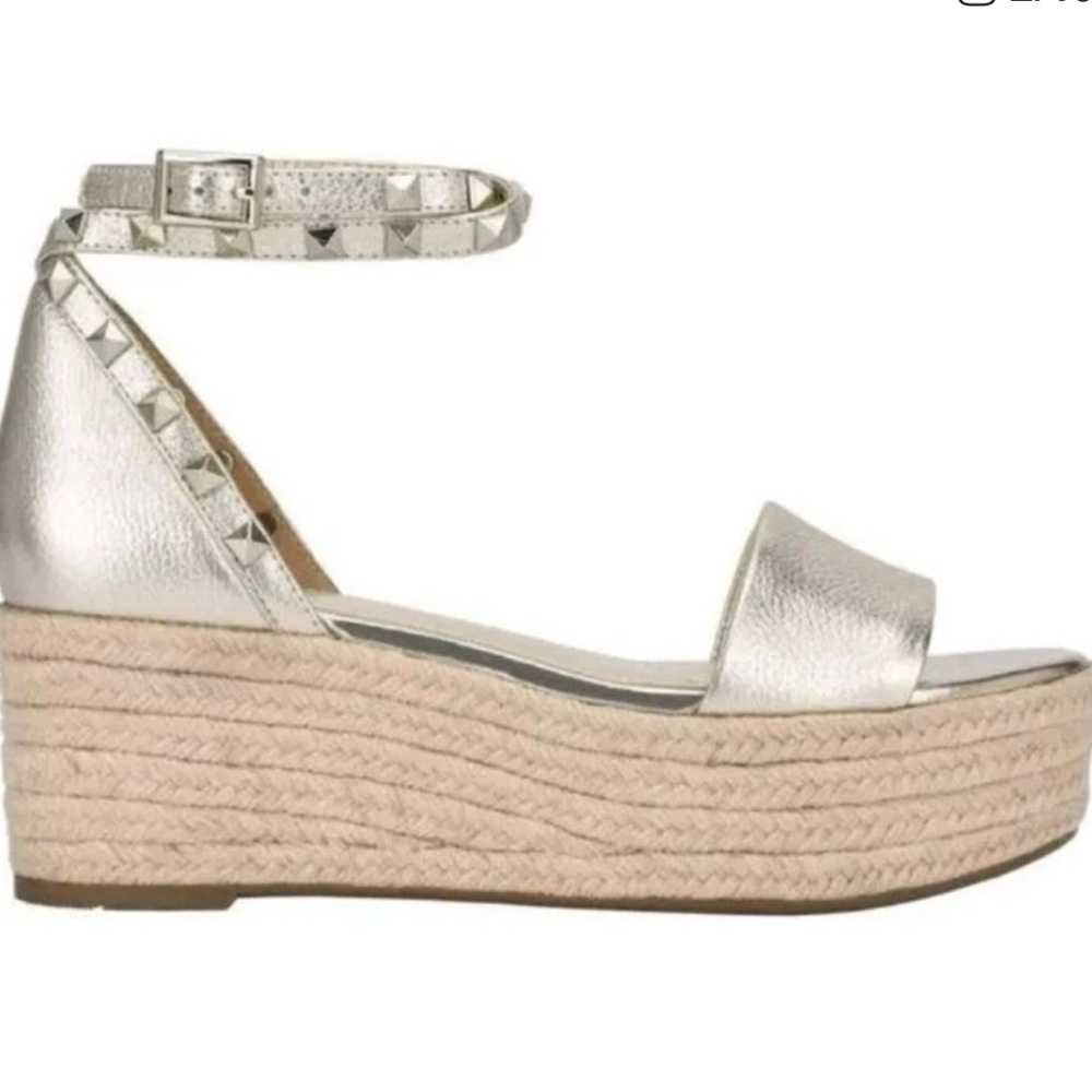 Marc Fisher Silver Wedge Espadrilles